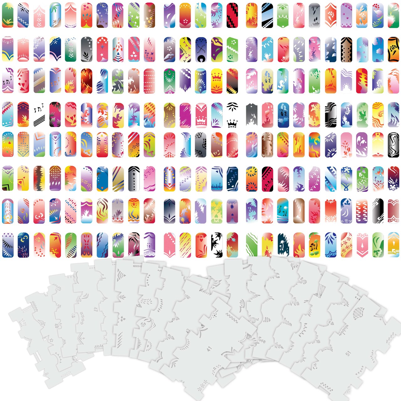 Airbrush Nail Stencils - Nail Art Stencils Set #3: 240 Unique Designs from 20 Individual Templates